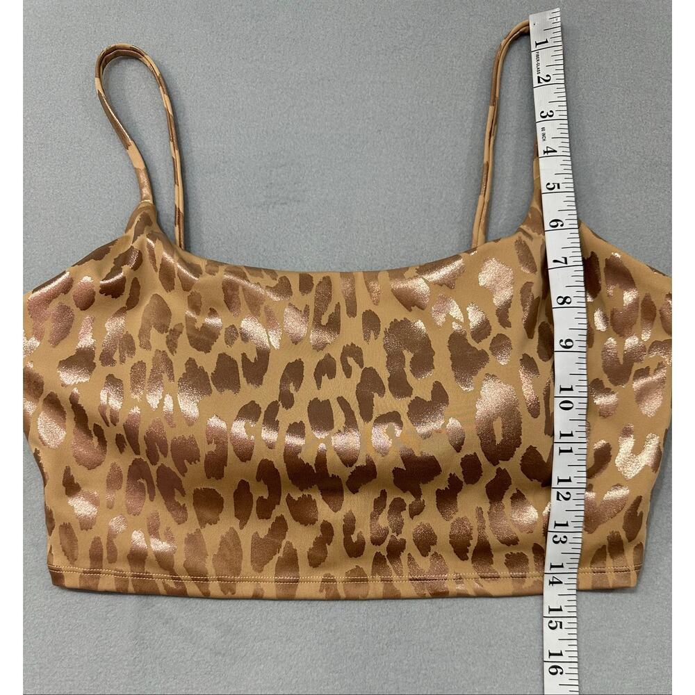 Carbon38 Metallic Leopard Longline Sports Bra Gold Foil Animal Print Size L - Picture 9 of 9